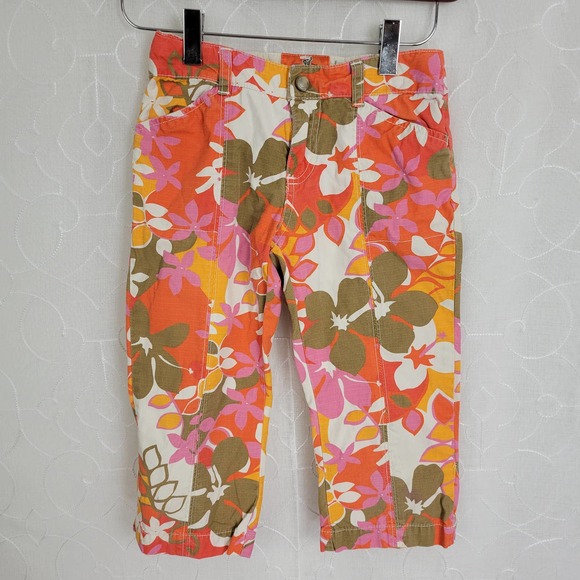 Old Navy Girls Capri Pants Size 7 Multicolor Floral Print Cropped Cotton Casual - Picture 1 of 8